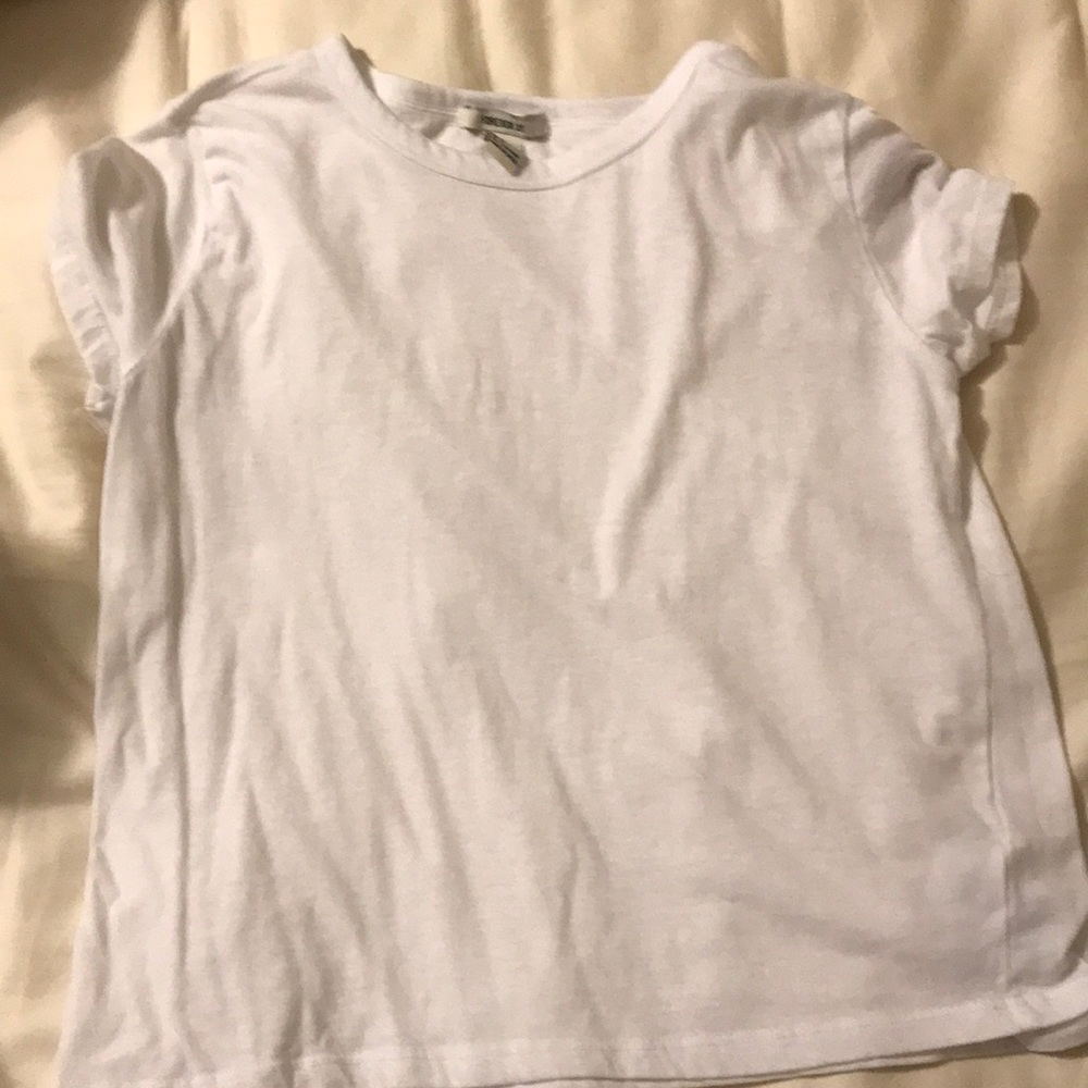 White Crop Top with Rose Decal